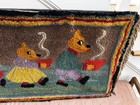 Antique 3 Bears Hooked Rug American Folk Art 1920s Bear Old Colorful