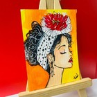 Aceo Whimsical Flower Girl Portrait Original Acrylic Painting Fantasy Art Ooak