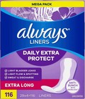 Daily Extra Protect Panty Liners  Extra Long Length  Unscented  116 Count