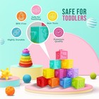 Neon Kids 24pc Baby Activity Toy Set  Colored Blocks  Sensory Balls     Rings 