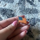 American Flag Lapel Pin Usa Waving Enamel Gold Tone Patriotic Stars And Stripes