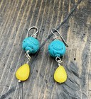 Barse Spring Teardrop Earrings- Turquoise   Citrus Jade- Sterling Silver- Nwt