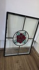 Vintage Tiffany-style Rose  Stained Glass Window Panel Leaded Glass