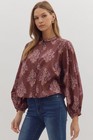 Entro Women   s Floral Oversized Button-up Shirt In Burgundy Size Medium