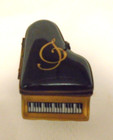 Limoges Peint Main Black Baby Grand Piano W violin Clasp Gold Trim Trinket Box