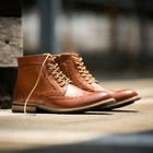 Men s Dress Ankle Motorcycle Boots Wingtip Toe Side Zipper Closure