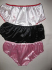Shein Tween Girls 3pk Paw Print Mesh Trim Satin Bikini Panties White black pink