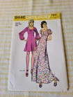  Vintage 70s Simplicity Sewing Pattern Misses  Dress 9446 Sz 10 B 32 5 Complete 