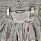 Vintage Bryan Baby Dress 0-3 Months Gray Lace Pink Ribbon Made Usa Long Sleeve