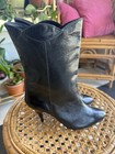80s Jazz Made In Spain Leather Boots Size 7 2 5   inch Heel Never Worn 