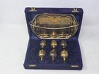 Vtg Indian Brass Cordial Set Of 6 Mini Goblets With Tray Made In India