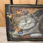 Vintage  E  Smithson 3d Resin Wall Plaque Featuring A Sleeping Gray Cat