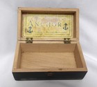 Antique Victorian Clark   Co Anchor Thread Box 1890s Wooden Floral Sewing Gift