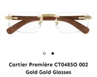 Authentic Cartier 53mm Gold Wood Rimless Eyeglasses Frames France
