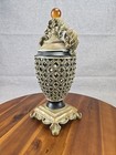 Vintage Urn Style Open Lattice Decorative Footed Vase 11  With Lid