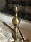 Vtg Federal Style Brass Cast Iron Fireplace Andirons Log Holder Fire Dogs 19   