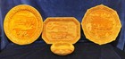 Temple Relief Scenes 4 Lot Dish Tray Beautiful Saffron Color Asian Carved Bust