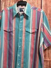 Vtg Wrangler Brushpopper Shirt Mens 17 5 Cowboy Cut Striped Western X Long Tail