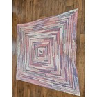 Handmade Crochet Afghan Blanket Pink Purple Cream Square Throw 55x55 Vintage