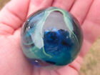 Toe Breaker 50mm  2   Sea Turtle Clear Blue green Marbles Glass Ball Huge Swirl