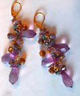 Plum Crystal Teardrops Dangle Earring Gp Lever Back Handcrafted Xcba
