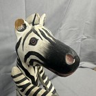 Vintage Hand Carved Painted Wood Zebra Folk Art Figurine Mexican Jointed