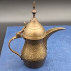 Vtg Solid Brass Arabic Dallah Coffee Pot Intricate Floral Etching Euc 5 25  Tall