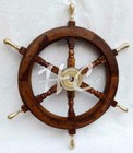 24 brass Wooden Nautical Ship Steering Wheel Pirate D  cor Wood Fishing Wall Boat