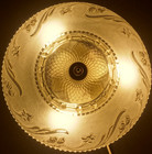 Vtg Porcelier Ceiling 3 Light Fixture  14  Flush Frosted Floral Glass Shade Works