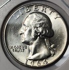 1964-d Washington Quarter Bu Uncirculated Mint State 90  Silver 25c  Q-d64f
