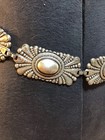 Vintage Chunky Silver Toned Concho Belt necklace Made In Spain