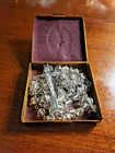 Vintage Sterling Silver Clear Glass Rosary   Vtg Brass Miraculous Medal Case