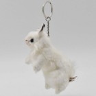 Hansa White Bunny Rabbit Keychain Plush Charm Realistic Animal Japan Bh6458