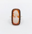 Antique 14k Gold Cameo Shell Marquise Ring