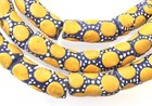 Ghana African Matched Yellow Polka Dot Recycled Glass Trade Beads-ghana