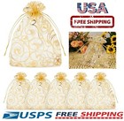 50   Gold Organza Wedding Party Favor Gift Jewelry Christmas Candy Sheer Bags Usa