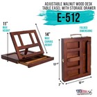 Walnut Solana Artist Wood Desk Table Easel  Storage Drawer  Art  Paint  Canvas