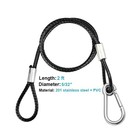 20 Pcs 2 Ft Stage Lighting Safety Cable With Loops  Black   Stainless Steel     