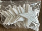 Vtg Darice Flat White Glittered Star Christmas Ornaments 2 Inch Pack Of 12
