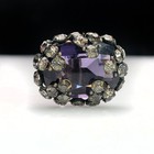 Antique Victorian Large Dome Amethyst Rhinestone   Paste Hatpin Hat Pin Vintage