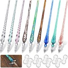 9-piece Handmade Glass Dip Pen Set - High Borosilicate Vintage Style Calligraphy