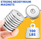 8 Pack Neodymium Magnets 100 Lbs Pull Rare Earth With Countersunk Hole