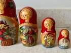 Vintage Russian Matryoshka 5pc Nesting Dolls 7    Hand Painted Floral Pattern