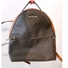 Michael Kors Abbey Medium Backpack Purse Brown Signature Mk Logo Bag