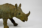 Rare Vtg Bronze Patina Cast Metal Rhinoceros Figurine Jewel Eyes Indian Rhino