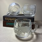 Set Of 3 Vintage Nestle Nescafe Etched Glass World Globe Coffee Mugs 8oz Cups 