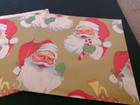 Vtg Christmas Wrapping Paper Gift Wrap Santa Claus 2 Sheets