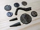 Lot Of Ancient Roman Bronze Coins Fibula Arrowheads Artifacts Collection Toga