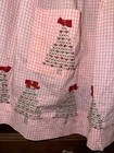 Vtg Pink Gingham Half Apron Christmas Tree Green Crosstitch Embroidered  Pocket