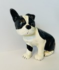 Cast Iron Black   White Boston Terrier Doorstop Sitting